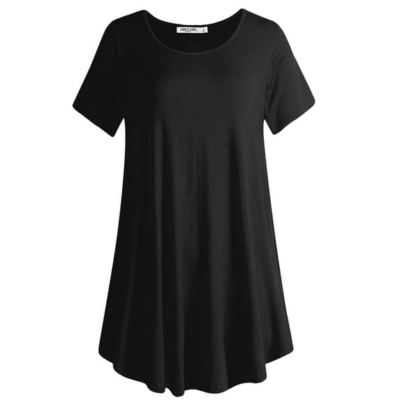Made by Johnny Women's Tunic Top Casual T Shirt for Leggings S-5XL Plus Size M BLACK