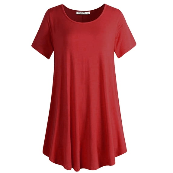 Made by Johnny Women's Tunic Top Casual T Shirt for Leggings S-5XL Plus Size S RED