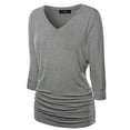 thumbnail image 1 of Made by Johnny Women's V-Neck 3/4 Sleeve Dolman Top with Side Shirring XXXXL HEATHER_DARK_GREY, 1 of 6