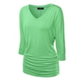 thumbnail image 1 of Made by Johnny Women's V-Neck 3/4 Sleeve Dolman Top with Side Shirring XXXXL MINT, 1 of 1