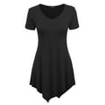 thumbnail image 1 of Made by Johnny Women's V-Neck Asymmetrical Tunic Top L BLACK, 1 of 7