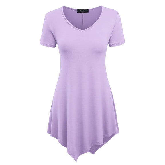Made by Johnny Women's V-Neck Asymmetrical Tunic Top M LILAC