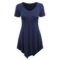 thumbnail image 1 of Made by Johnny Women's V-Neck Asymmetrical Tunic Top M NAVY, 1 of 6