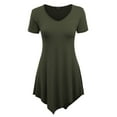 thumbnail image 1 of Made by Johnny Women's V-Neck Asymmetrical Tunic Top M OLIVE, 1 of 6