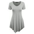 thumbnail image 1 of Made by Johnny Women's V-Neck Asymmetrical Tunic Top S HEATHER_GREY, 1 of 6
