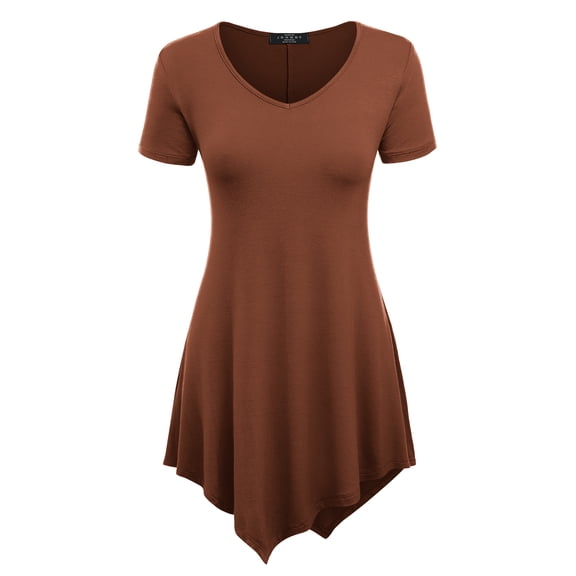 Made by Johnny Women's V-Neck Asymmetrical Tunic Top XL RUST