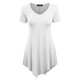 thumbnail image 1 of Made by Johnny Women's V-Neck Asymmetrical Tunic Top XXL WHITE, 1 of 6