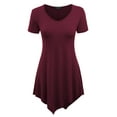 thumbnail image 1 of Made by Johnny Women's V-Neck Asymmetrical Tunic Top XXXL WINE, 1 of 6