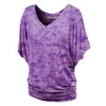 thumbnail image 1 of Made by Johnny Women's V-Neck Short Sleeve Tie Dye Drape Dolman Top L PURPLE, 1 of 6