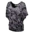 thumbnail image 1 of Made by Johnny Women's V-Neck Short Sleeve Tie Dye Drape Dolman Top M BLACK, 1 of 6