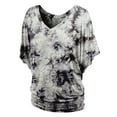 thumbnail image 1 of Made by Johnny Women's V-Neck Short Sleeve Tie Dye Drape Dolman Top S WHITE_BLACK, 1 of 6