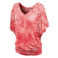 thumbnail image 1 of Made by Johnny Women's V-Neck Short Sleeve Tie Dye Drape Dolman Top XL CORAL, 1 of 6