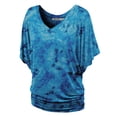 thumbnail image 1 of Made by Johnny Women's V-Neck Short Sleeve Tie Dye Drape Dolman Top XL TEAL, 1 of 6