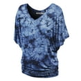 thumbnail image 1 of Made by Johnny Women's V-Neck Short Sleeve Tie Dye Drape Dolman Top XXXL NAVY, 1 of 6