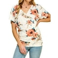 thumbnail image 1 of Made by Johnny Women's V Neck Short Sleeve Wrap Front Drape Dolman Top M WHITE_FLORAL, 1 of 6