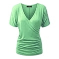 thumbnail image 1 of Made by Johnny Women's V Neck Short Sleeve Wrap Front Drape Dolman Top XXXL MINT, 1 of 4