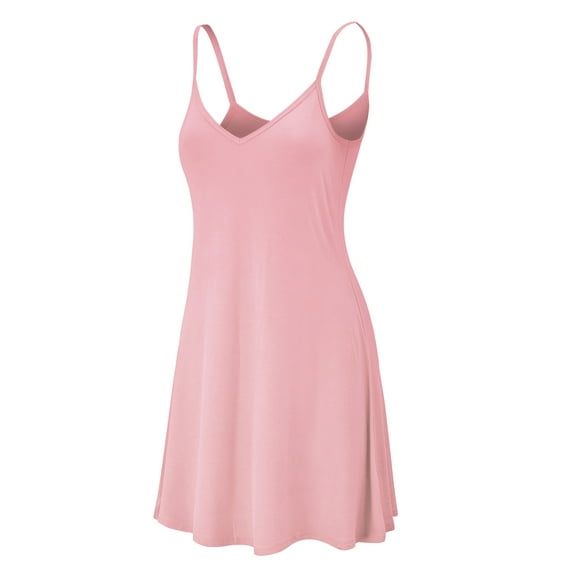 Made by Johnny Women's V-Neck Spaghetti Strap Tunic Short Dress XXL PINK