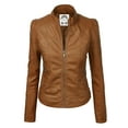 thumbnail image 1 of Made by Johnny Women's Vegan Leather Motorcycle Jacket M CAMEL, 1 of 6