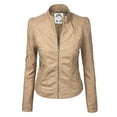 thumbnail image 1 of Made by Johnny Women's Vegan Leather Motorcycle Jacket M KHAKI, 1 of 6