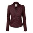 thumbnail image 1 of Made by Johnny Women's Vegan Leather Motorcycle Jacket M WINE, 1 of 6