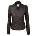 thumbnail image 1 of Made by Johnny Women's Vegan Leather Motorcycle Jacket S COFFEE, 1 of 6