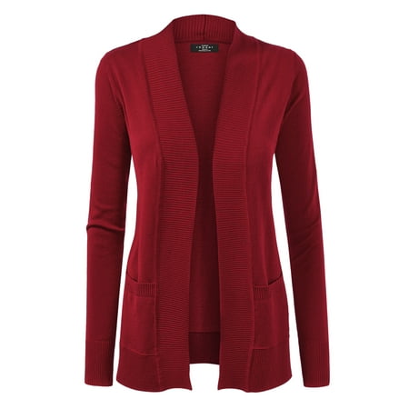 Made by Johnny Women's Women's Open Front Knit Cardigan M BURGUNDY