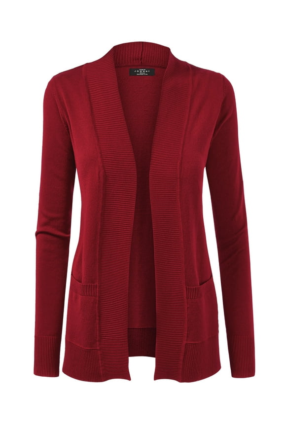 Women's Women's Open Front Knit Cardigan M BURGUNDY