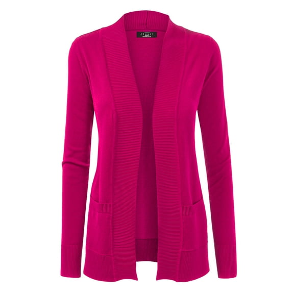 Made by Johnny Women's Women's Open Front Knit Cardigan S MAGENTA