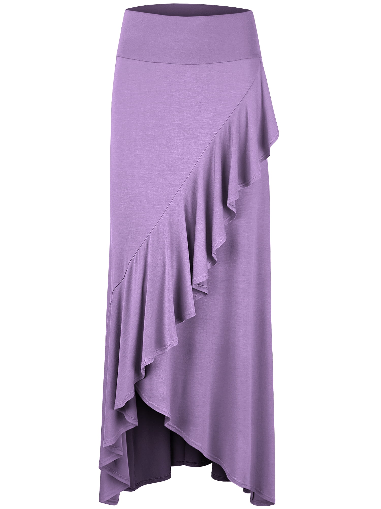 Made by Johnny Women's Wrapped High Low Ruffle Maxi Skirt XL LILAC ...
