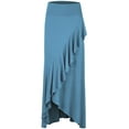 thumbnail image 1 of Made by Johnny Women's Wrapped High Low Ruffle Maxi Skirt XXL DENIM, 1 of 6