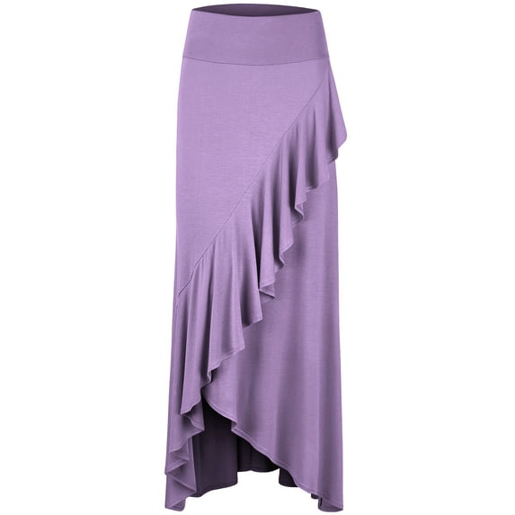 Made by Johnny Women's Wrapped High Low Ruffle Maxi Skirt XXXL LILAC