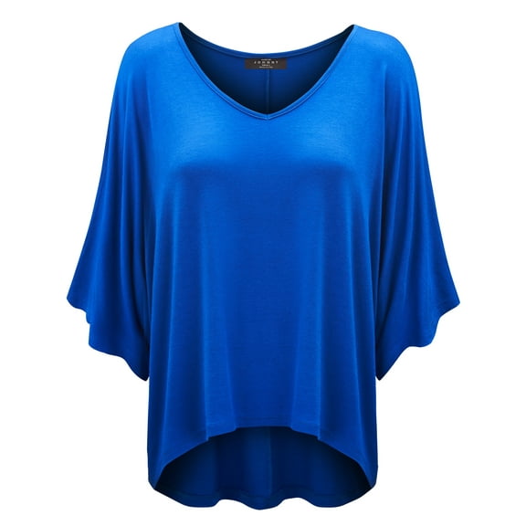 Made by Johnny Womens V-Neck Square Sleeves Oversized Loose Fit Top M ROYAL_BRITE