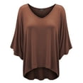 thumbnail image 1 of Made by Johnny Womens V-Neck Square Sleeves Oversized Loose Fit Top M RUST, 1 of 6