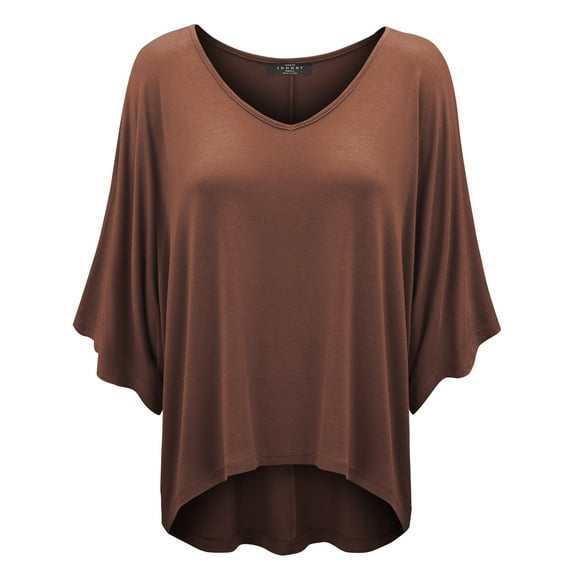 Made by Johnny Womens V-Neck Square Sleeves Oversized Loose Fit Top M RUST