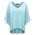 thumbnail image 1 of Made by Johnny Womens V-Neck Square Sleeves Oversized Loose Fit Top XXL AQUA, 1 of 6