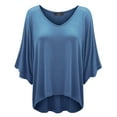 thumbnail image 1 of Made by Johnny Womens V-Neck Square Sleeves Oversized Loose Fit Top XXL DENIM, 1 of 6