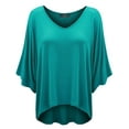 thumbnail image 1 of Made by Johnny Womens V-Neck Square Sleeves Oversized Loose Fit Top XXXL JADE, 1 of 6
