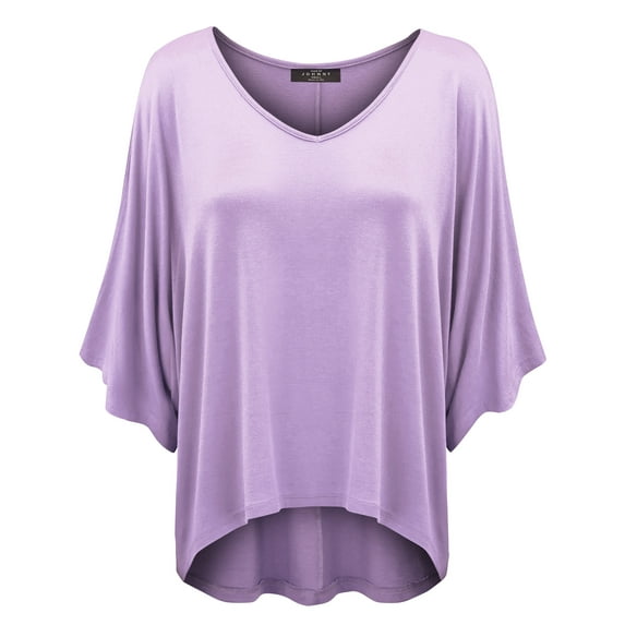 Made by Johnny Womens V-Neck Square Sleeves Oversized Loose Fit Top XXXL LILAC