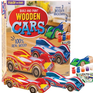 12 Pieces Unfinished Wooden Cars Wood DIY Car Toys Wood Crafts Painting Crafts Kit for Student Easy Woodworking Set Family Activities Arts and Crafts