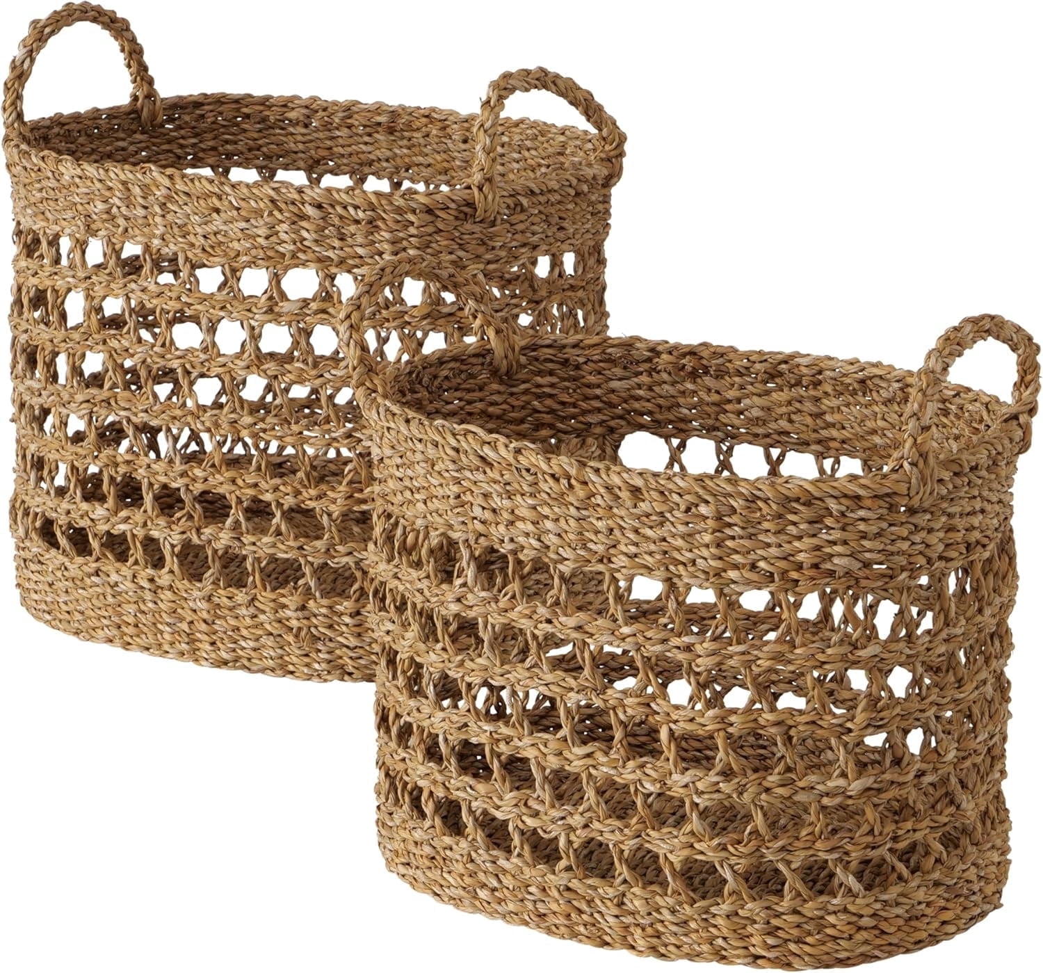 Made by Nature Seagrass Baskets, Set of 2 Ovals, Handwoven Open Weave ...