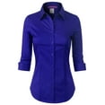 thumbnail image 1 of Made by Olivia 3/4 Sleeve Button Down Collared Slim Blouse (Women's Plus) 1 Pack, 1 of 6