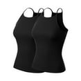 thumbnail image 1 of Made by Olivia Women's 2-Pack Basic High Halter Neck Sleeveless Ribbed Racerback Tank Top, 1 of 1