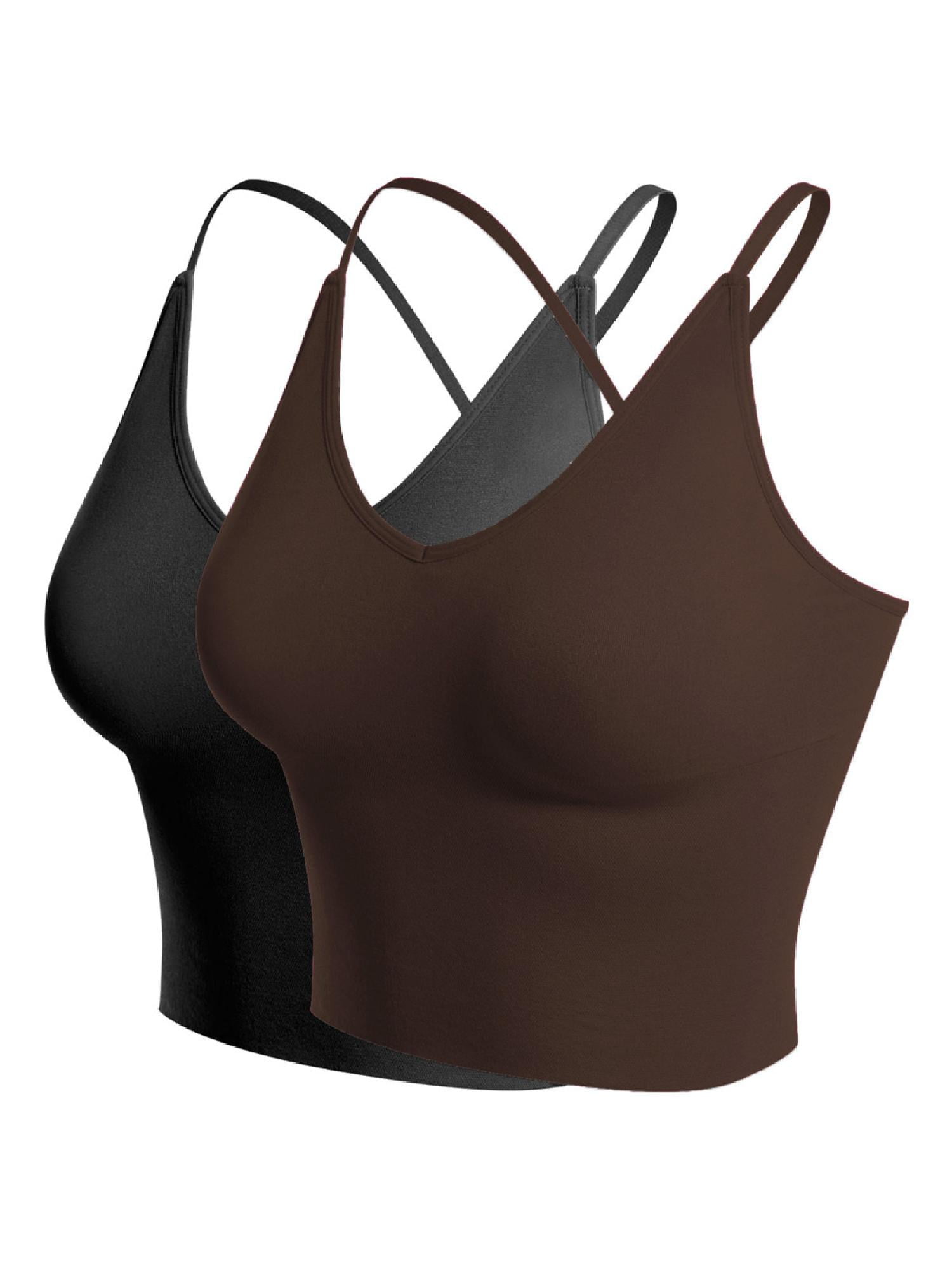 Made by Olivia Women's 2Pack Seamless Padded Workout Sports Bra Cami