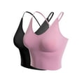 thumbnail image 1 of Made by Olivia Women's 2-Pack Seamless Padded Workout Sports Bra Cami Cropped Yoga Tank Top with Adjustable Straps, 1 of 7