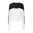 thumbnail image 1 of Made by Olivia Women's 2-Pack Solid Long Sleeve Round Neck Crop T Shirt Top, 1 of 1