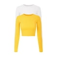thumbnail image 1 of Made by Olivia Women's 2-Pack Solid Long Sleeve Round Neck Crop T Shirt Top, 1 of 1