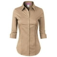 thumbnail image 1 of Made by Olivia Women's 3/4 Sleeve Stretchy Button Down Collar Office Formal Casual Blouse Shirts Top, 1 of 5