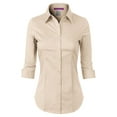 thumbnail image 1 of Made by Olivia Women's 3/4 Sleeve Stretchy Button Down Collar Office Formal Casual Blouse Shirts Top, 1 of 6