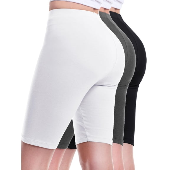 Made by Olivia Women's 3-Pack Basic Solid Active Yoga Biker Shorts
