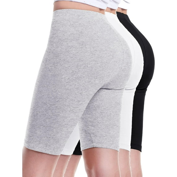 Made by Olivia Women's 3-Pack Basic Solid Cotton Active Yoga Biker Shorts